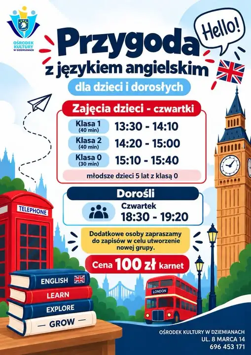 Dziemiany: ruszają zajęcia z języka angielskiego w Ośrodku Kultury