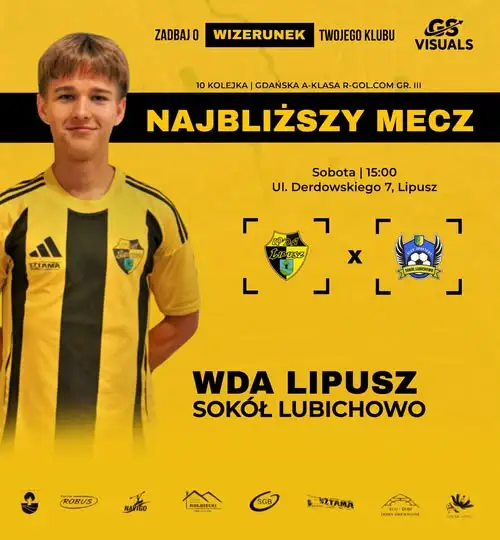 Wda Lipusz podejmie Sokół Lubichowo w 10. kolejce